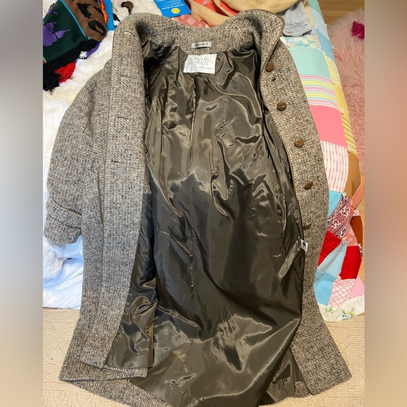 Vintage 50s Belted  Tweed Swing Jacket Wool Pea Coat Rare Antique Lou Fritzel - Picture 8 of 15